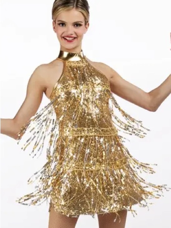 Weissman Tops - Women’s Weissman Gold And Silver Dance Costume Size XL Sequins Halter Style